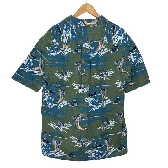 Croft & Barrow Hawaiian Shirt Marlin Fishing Short Sleeve Button Up Men's Size L - Picture 7 of 7